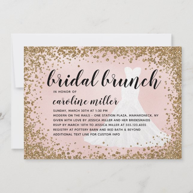 Blushing Glitter Bride Dress Bridal Shower Brunch (Front)