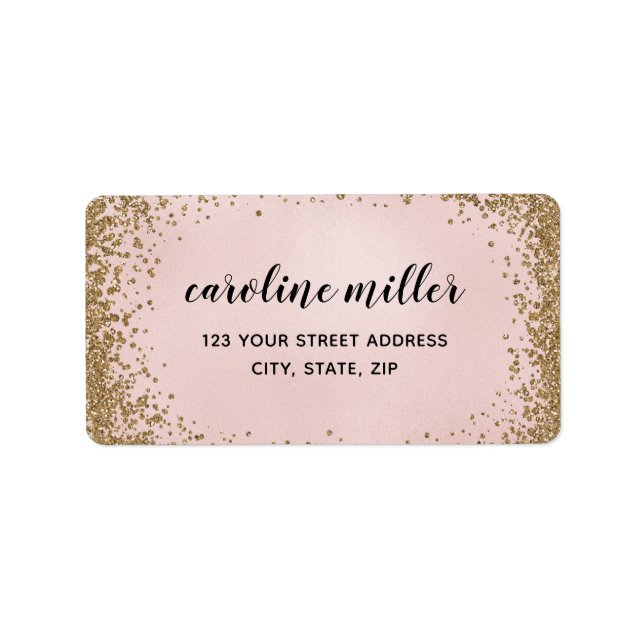 Blushing Glitter Texture Legible Return Address Label (Front)