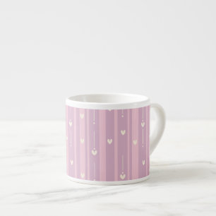 Blushing Heart Stripes Pattern Espresso Cup