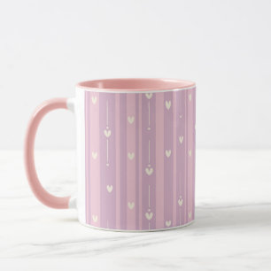 Blushing Heart Stripes Pattern Mug