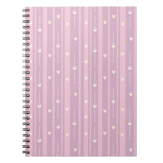 Blushing Heart Stripes Pattern Notebook (Front)