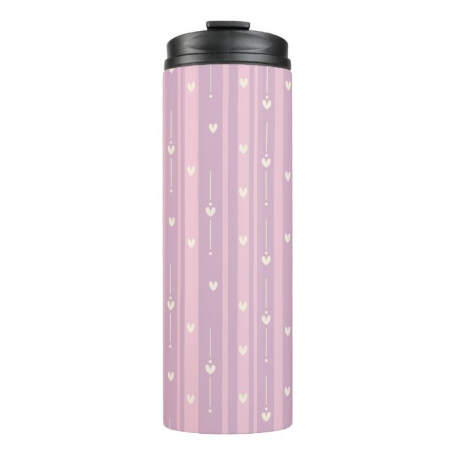 Blushing Heart Stripes Pattern Thermal Tumbler (Front)
