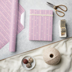 Blushing Heart Stripes Pattern Wrapping Paper