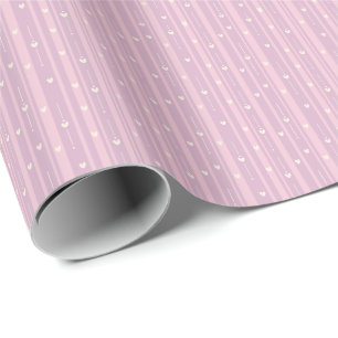 Blushing Heart Stripes Pattern Wrapping Paper