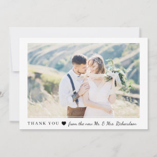 Blushing Heart   Wedding Photo Thank You Card