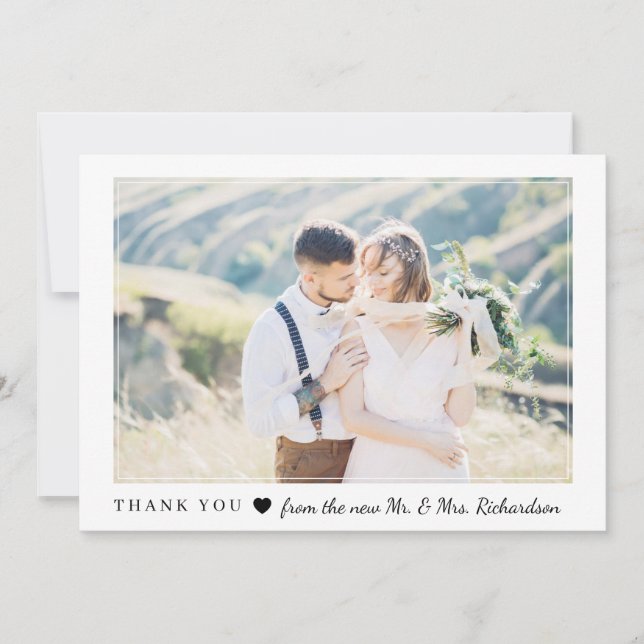 Blushing Heart | Wedding Photo Thank You Card (Front)