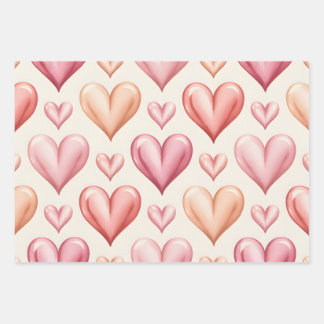 Blushing Hearts Wrapping Paper Sheet