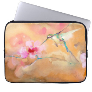"Blushing" Hummingbird Print Laptop Sleeve
