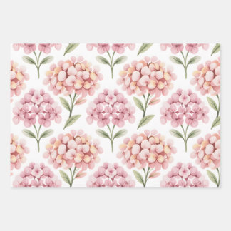 Blushing Hydrangea Wrapping Paper Sheet