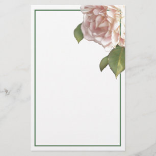 Blushing Ivory Peach Rose Stationery