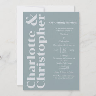 Blushing Love - Dusty Blue & Grey Modern Invitation