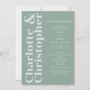 Blushing Love - Green & Grey Modern Invitation