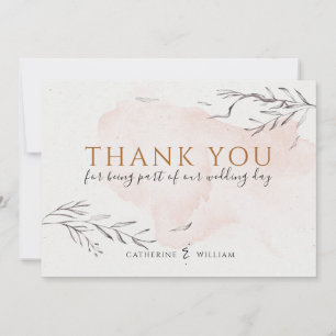 Blushing Peach Watercolor Flat Thank You Card