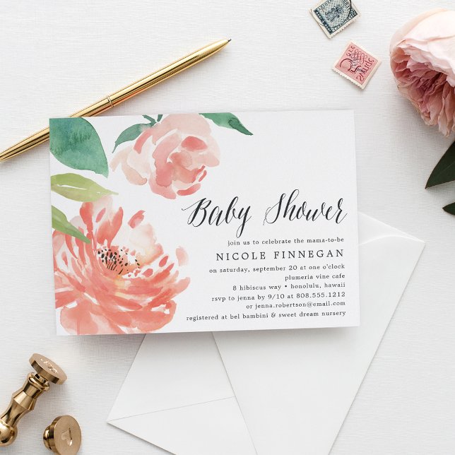 Blushing Peony | Baby Shower Invitation (Creator Uploaded)