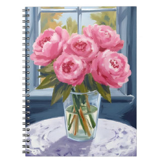 Blushing Peony Bouquet | Pink Flower Painting Notebook