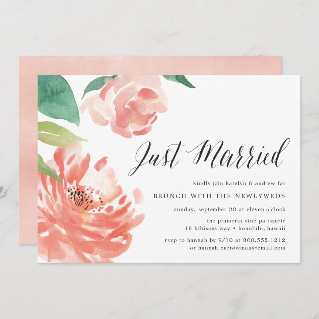 Blushing Peony | Post Wedding Brunch Invitation (Front/Back)