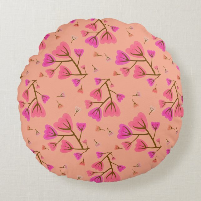 Blushing Petals Round Accent Pillow (Front)