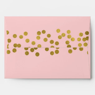 Blushing Pink & Gold Faux Foil Confetti Dots Envelope
