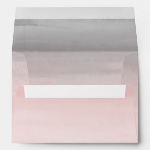 Blushing Pink & Grey Modern Watercolor Ombre Envelope