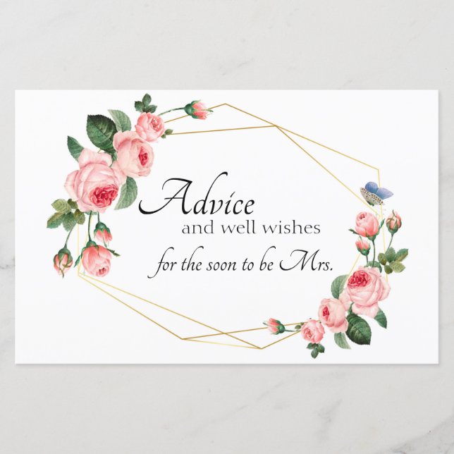 Blushing Pink Rose Advice Card (Front)