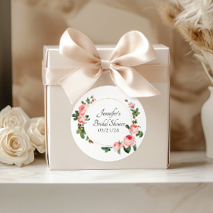 Blushing Pink Rose Classic Round Sticker