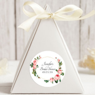 Blushing Pink Rose Classic Round Sticker