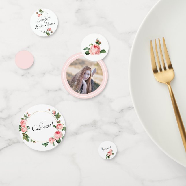 Blushing Pink Rose Custom Confetti (Group)