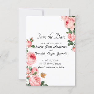 Blushing Pink Rose Save The Date