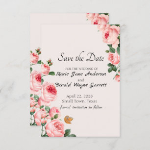 Blushing Pink Rose Save The Date