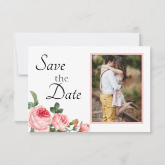 Blushing Pink Rose Save The Date