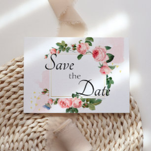 Blushing Pink Rose Save The Date