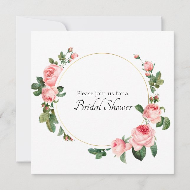 Blushing Pink Rose Shower Invitation (Front)