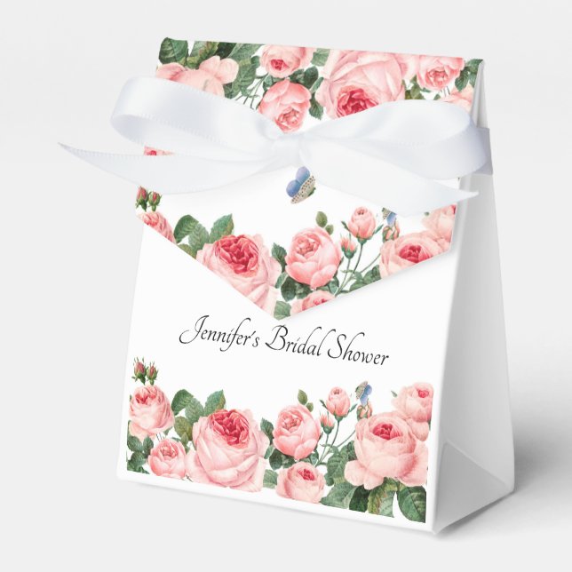 Blushing Pink Roses Favour Box (Front Side)