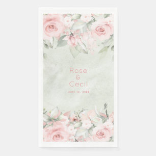 Blushing Pink Roses Wedding Dinner Napkins