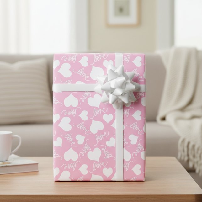 Blushing Pink & White Hearts & Love Wrapping Paper (Blushing Pink & White Hearts & Love Wrapping Paper)