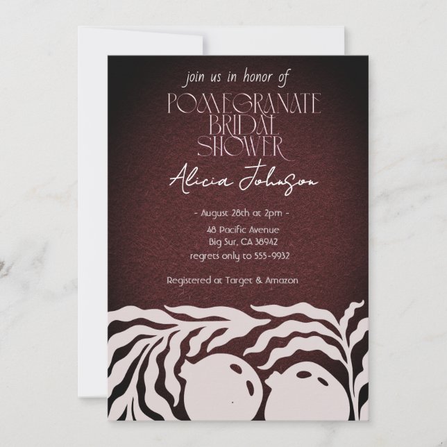 Blushing Pomegranate Branch Bridal Shower Invitation (Front)
