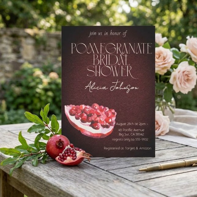 Blushing Pomegranate Branch Bridal Shower Invitation (Creator Uploaded)