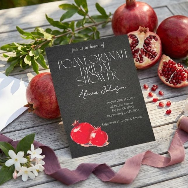 Blushing Pomegranate Branch Bridal Shower Invitation (Creator Uploaded)