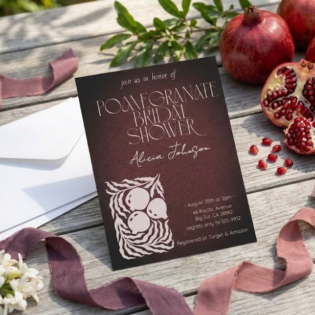 Blushing Pomegranate Branch Bridal Shower Invitation (Creator Uploaded)