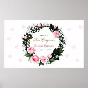 Blushing Romance: Pink Rose Bridal Shower Poster