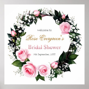 Blushing Romance: Pink Rose Bridal Shower  Poster
