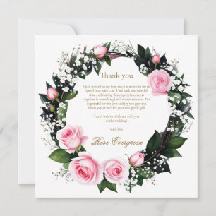 Blushing Romance:Pink Rose Bridal Shower Thank you