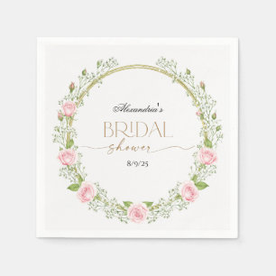 Blushing Romance: Pink Roses & Baby’s Breathe Napkin