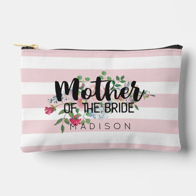Blushing Rose Floral Wedding Mother of the Bride Accessory Pouch (Front)