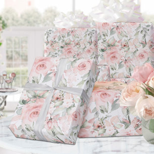 Blushing Roses 2 Wedding Wrapping Paper