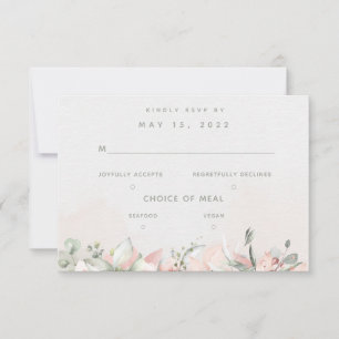 Blushing Roses Wedding 2 Meal Choice RSVP Card