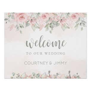 Blushing Roses Welcome To Our Wedding Poster