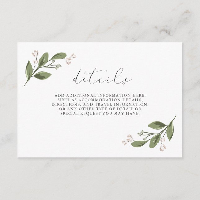 Blushing Sprigs Details with Pink Back Enclosure Card (Front)