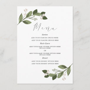 Blushing Sprigs Menu Card