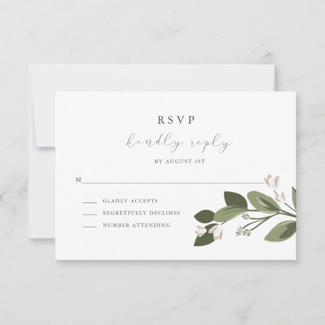 Blushing Sprigs RSVP with Pink Back Card (Front)